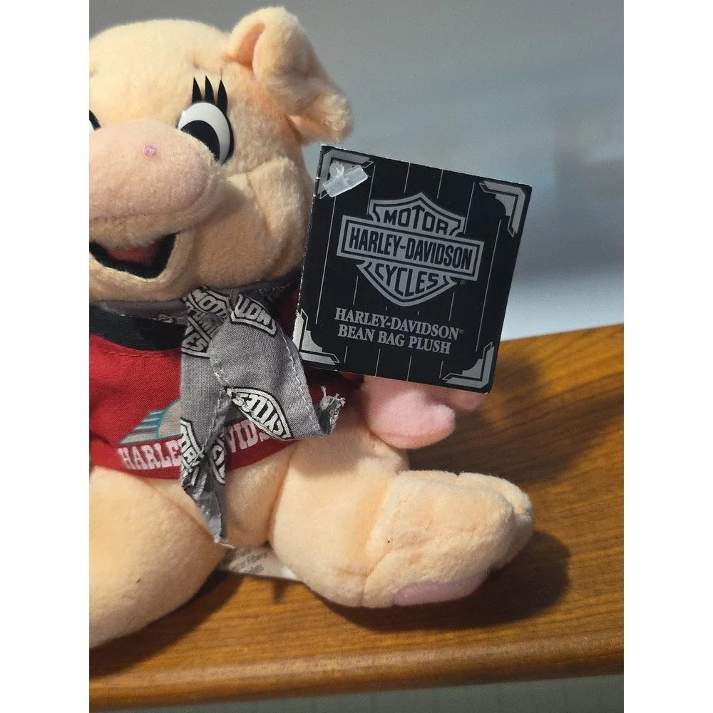 VTG Harley‎ Davidson Plush Cow with Red Shirt Gray Bandanna 1997